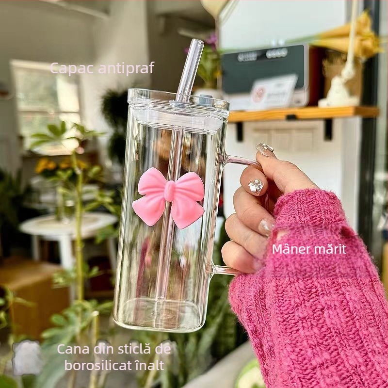 Cupă cu mâner cu arc, cu conținut ridicat de borosilicat, culoare înaltă, valoare ridicată a zeiței, ceai, cafea, lapte, transparentă, pătrată, ventuză