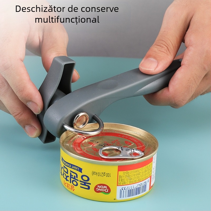 Deschizător de conserve nou, multifuncțional, din oțel inoxidabil, deschizător de conserve cu un singur mâner, deschizător de capac lateral, cuțit de conserve, deschizător de capac en-gros