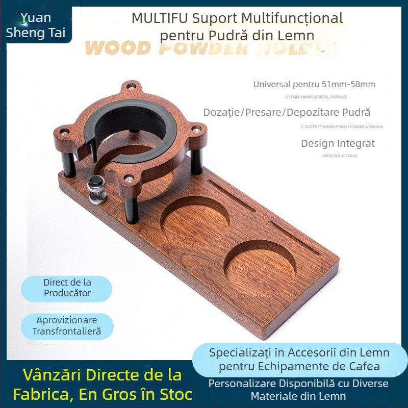 Suport pentru pudră de cafea, suport din lemn masiv, 51-58 mm, suport universal pentru pudră, suport pentru aparat de cafea espresso, suport pentru pudră pentru aparat