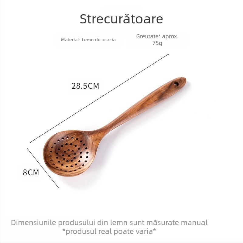 Lopată din lemn de salcâm, strecurătoare, lingură de orez, mâner lung, amestecare, condimente de uz casnic, gătit, oală fierbinte, lingură de supă, pliabilă, pliabilă