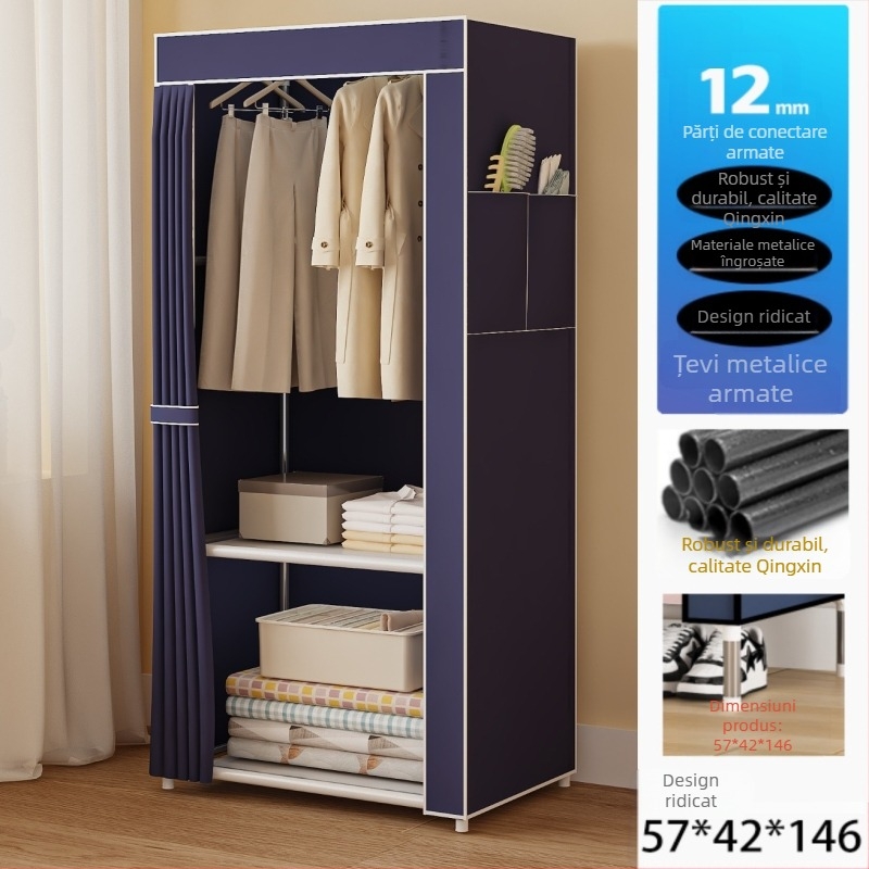 Dulap simplu cu mai multe straturi pentru intrarea casei, dormitor, cameră de închiriat, combinație de suport metalic pentru haine, suport de depozitare pentru haine