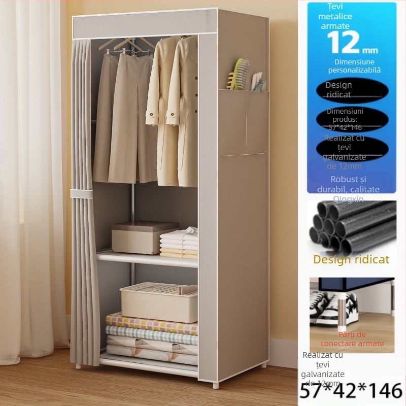 Dulap simplu cu mai multe straturi pentru intrarea casei, dormitor, cameră de închiriat, combinație de suport metalic pentru haine, suport de depozitare pentru haine