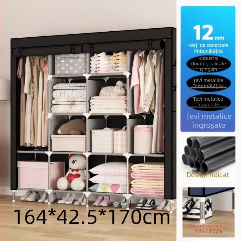 Dulap simplu cu mai multe straturi pentru intrarea casei, dormitor, cameră de închiriat, combinație de suport metalic pentru haine, suport de depozitare pentru haine