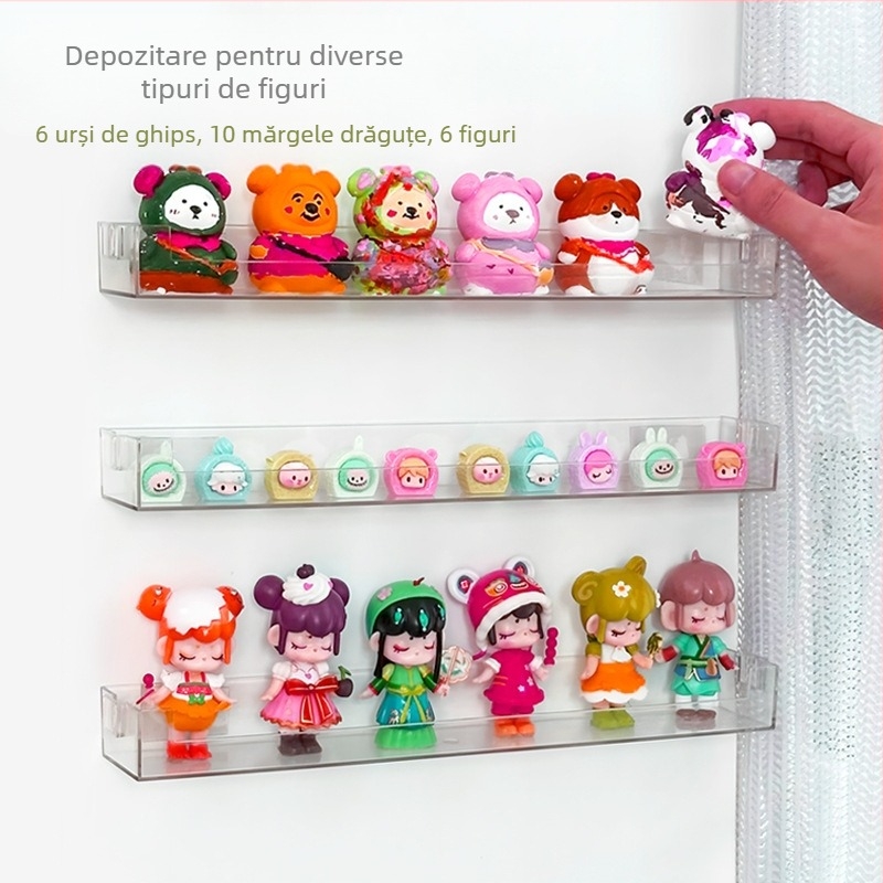 Cutie de depozitare pentru jaluzele Lego Bubble Mart, raft de afișare acrilic transparent, suport de perete suspendat, ornamente mici, cadru mare