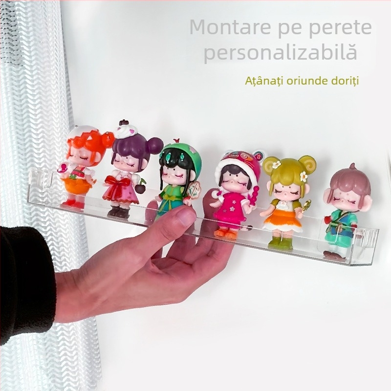 Cutie de depozitare pentru jaluzele Lego Bubble Mart, raft de afișare acrilic transparent, suport de perete suspendat, ornamente mici, cadru mare
