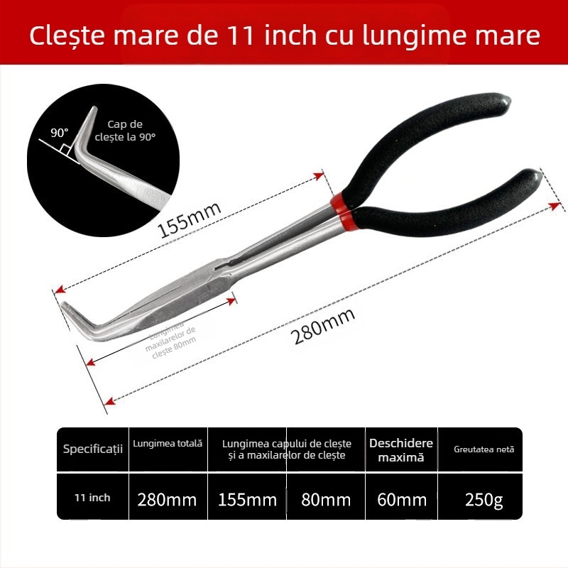 Clește extensibil transfrontalier, clește cu vârf ascuțit, potrivit pentru clește cu prindere în O de 11 inch, clește de oprire a bujiilor, clește de separare a conductelor de ulei