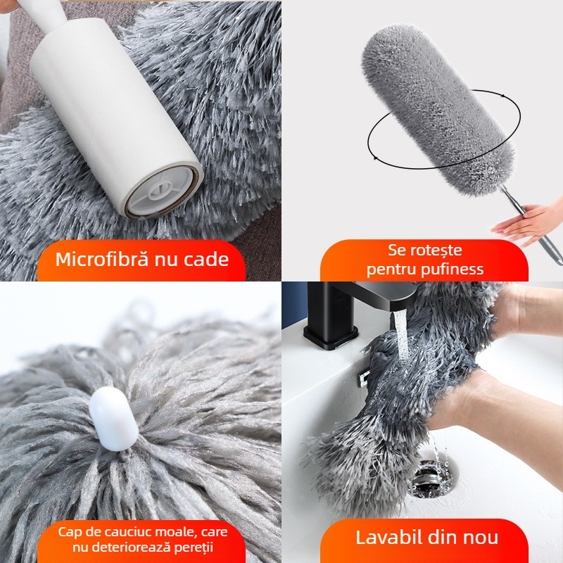 Pene de praf electrostatic pentru curățarea prafului, tijă telescopică de uz casnic, curățarea prafului, curățarea tavanului cu goluri mari