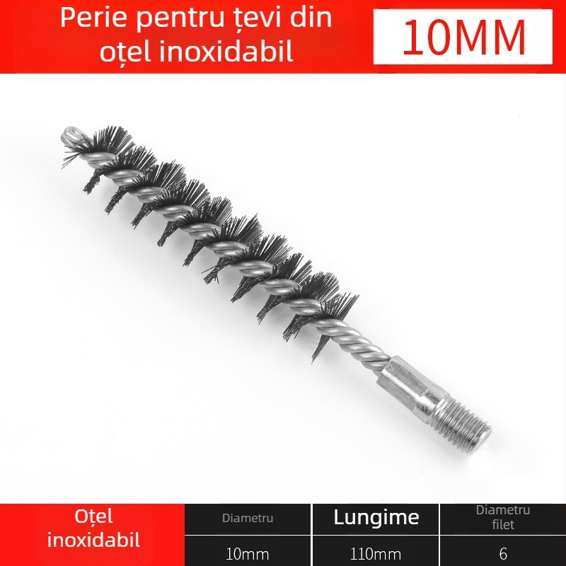 Perie electrică pentru țevi, cap de perie de sârmă, curățare a găurilor interioare ale țevilor, debavurare, perie de curățare industrială din oțel inoxidabil