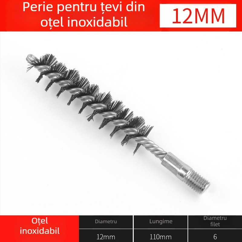 Perie electrică pentru țevi, cap de perie de sârmă, curățare a găurilor interioare ale țevilor, debavurare, perie de curățare industrială din oțel inoxidabil