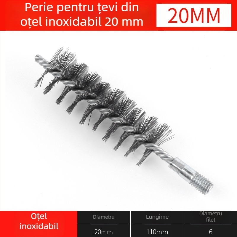 Perie electrică pentru țevi, cap de perie de sârmă, curățare a găurilor interioare ale țevilor, debavurare, perie de curățare industrială din oțel inoxidabil