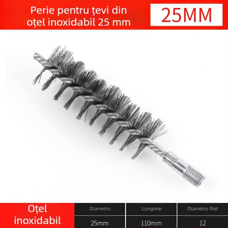 Perie electrică pentru țevi, cap de perie de sârmă, curățare a găurilor interioare ale țevilor, debavurare, perie de curățare industrială din oțel inoxidabil