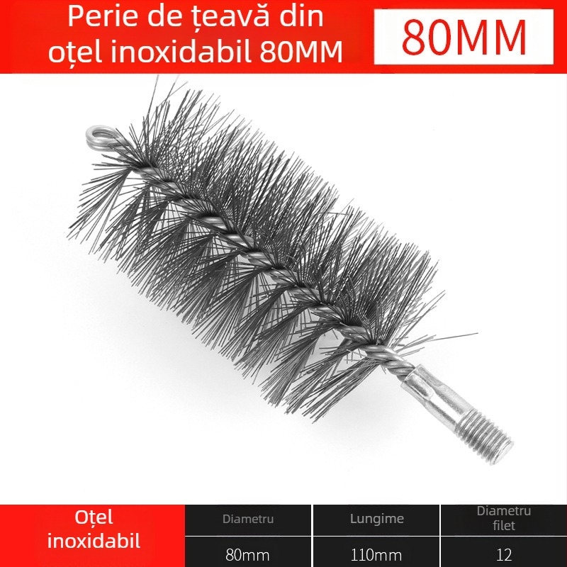 Perie electrică pentru țevi, cap de perie de sârmă, curățare a găurilor interioare ale țevilor, debavurare, perie de curățare industrială din oțel inoxidabil