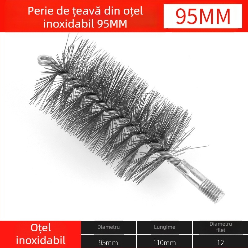 Perie electrică pentru țevi, cap de perie de sârmă, curățare a găurilor interioare ale țevilor, debavurare, perie de curățare industrială din oțel inoxidabil