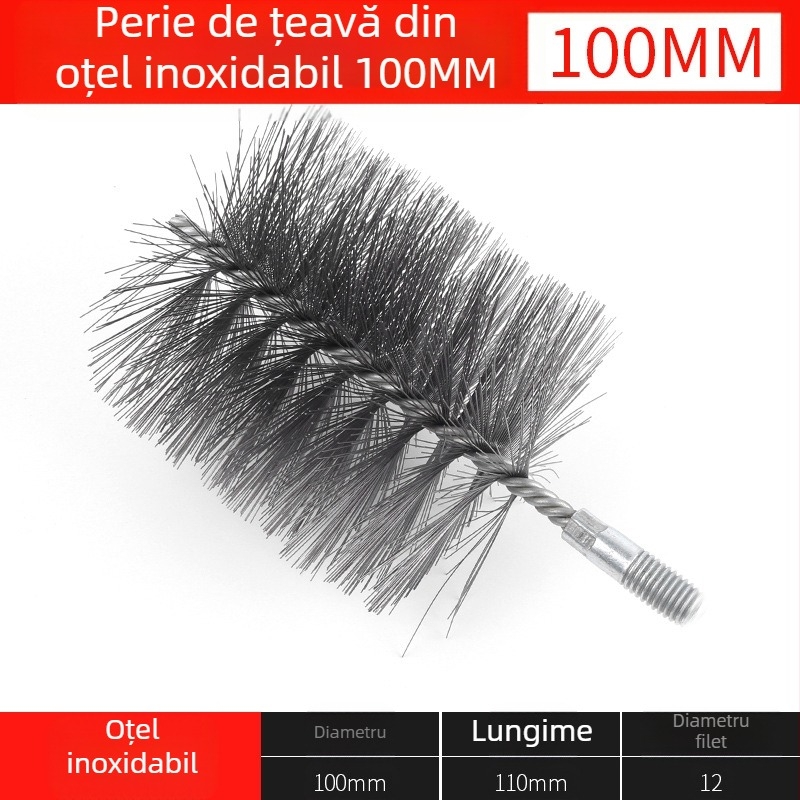 Perie electrică pentru țevi, cap de perie de sârmă, curățare a găurilor interioare ale țevilor, debavurare, perie de curățare industrială din oțel inoxidabil