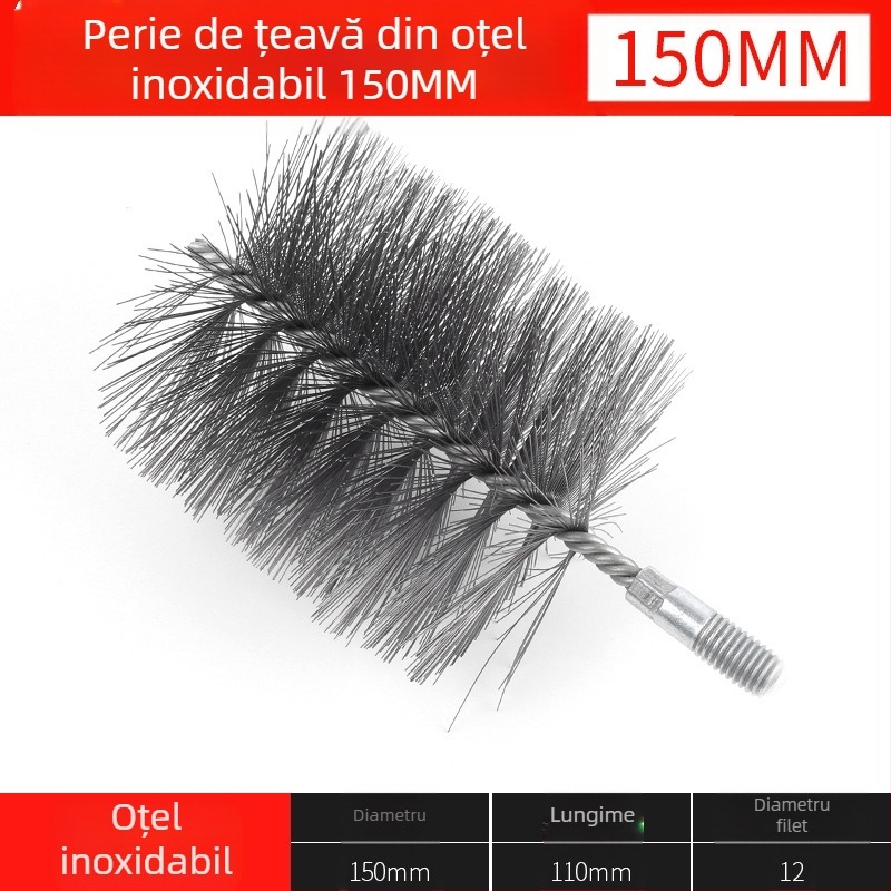Perie electrică pentru țevi, cap de perie de sârmă, curățare a găurilor interioare ale țevilor, debavurare, perie de curățare industrială din oțel inoxidabil