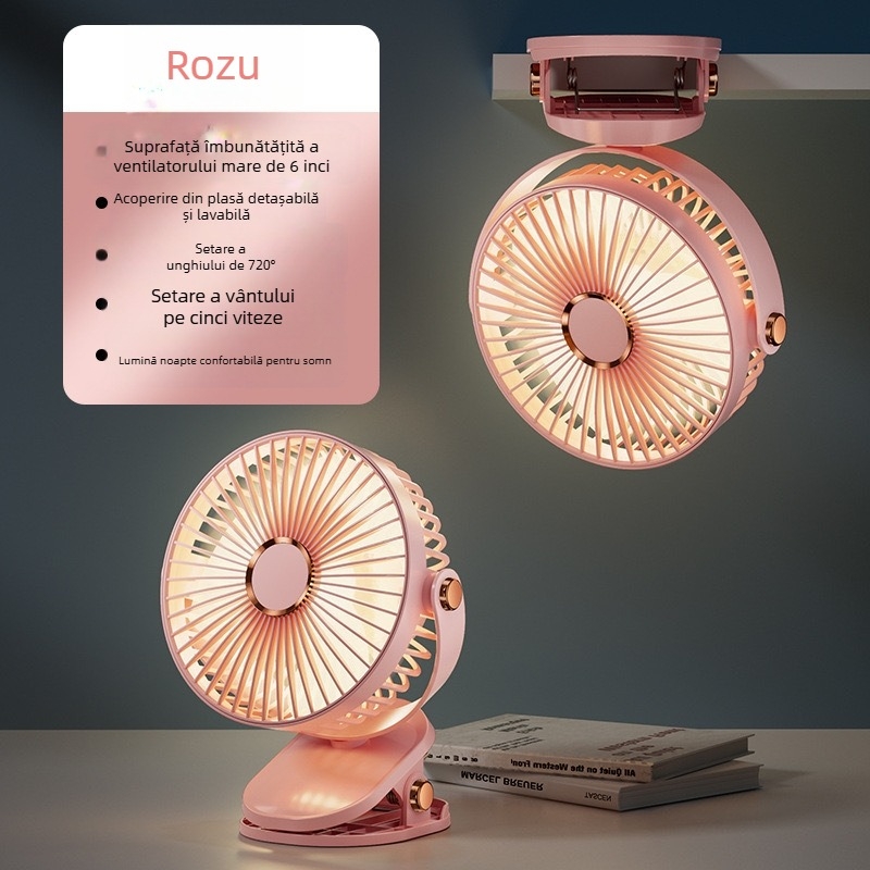 2024 Explosions USB ventilator mic încărcare birou desktop student dormitor pat cap mare vânt clip mini ventilator
