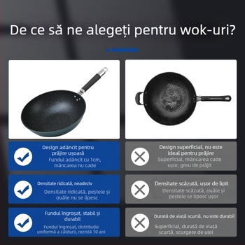 Vânzări directe din fabrică, uz casnic, maifan, piatră, wok, tigaie antiaderentă plată, aragaz, mâner universal antiderapant, en-gros