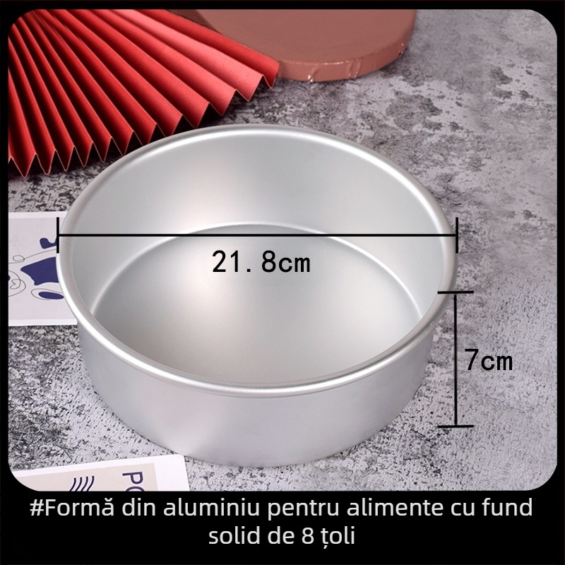 Mucegai de copt din aliaj de aluminiu de 8 inch, rotund, cu fund solid, pentru tort, mucegai antic pentru baie de apă cu brânză, pentru uz casnic