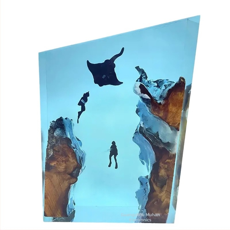 Scufundări, lampă de noapte din rășină cu scafandru și manta, explorare în adâncuri, cadou de decor pentru casă, lampă din lemn personalizată