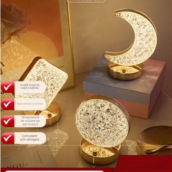 Lumină de noapte cu stele și lună, cadou creativ, tactilă, cu încărcare în trei culori, lumină de atmosferă pentru dormitor, cadou de ziua de naștere, lumină de noapte