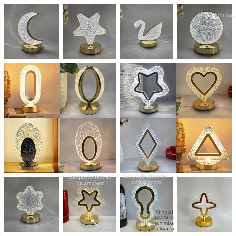 Lumină de noapte cu stele și lună, cadou creativ, tactilă, cu încărcare în trei culori, lumină de atmosferă pentru dormitor, cadou de ziua de naștere, lumină de noapte