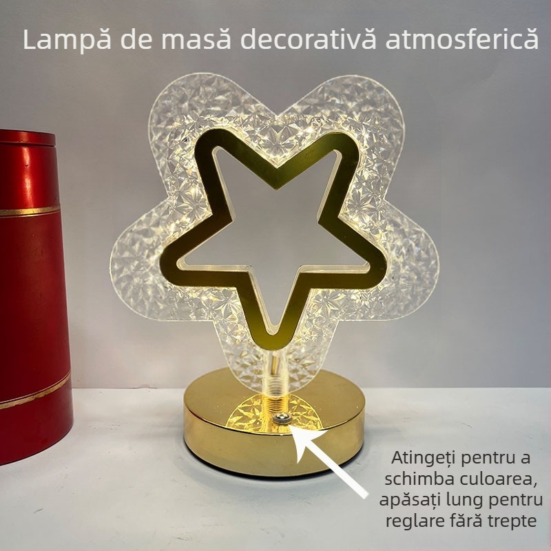 Lumină de noapte cu stele și lună, cadou creativ, tactilă, cu încărcare în trei culori, lumină de atmosferă pentru dormitor, cadou de ziua de naștere, lumină de noapte