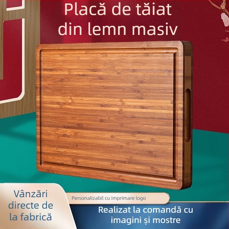 Tocător din lemn masiv, en-gros, producător, tocător din bambus, tocător din lemn de bambus, bucătărie, uz casnic, tocător din lemn față-verso cu chiuvetă