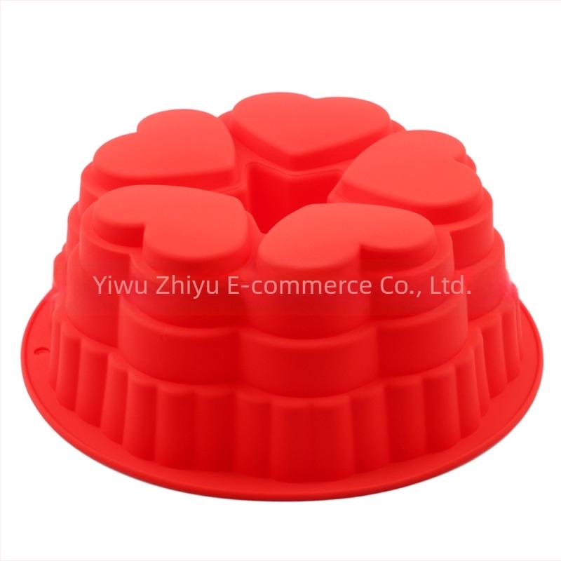 Mucegai din silicon cu fund adânc pentru tort, placă de tort de dragoste, mousse, Qi Feng, tort, pâine, tavă rotundă de copt, model, instrument de copt