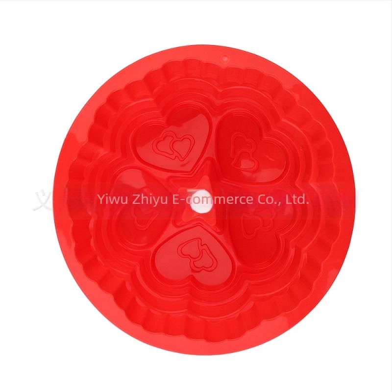Mucegai din silicon cu fund adânc pentru tort, placă de tort de dragoste, mousse, Qi Feng, tort, pâine, tavă rotundă de copt, model, instrument de copt