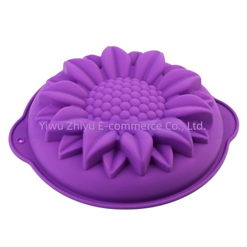 Formă de tort din silicon cu model de floarea-soarelui transfrontalieră, tavă de copt de Crăciun, formă de copt DIY, tavă de copt de 10 inch