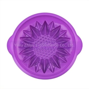 Formă de tort din silicon cu model de floarea-soarelui transfrontalieră, tavă de copt de Crăciun, formă de copt DIY, tavă de copt de 10 inch