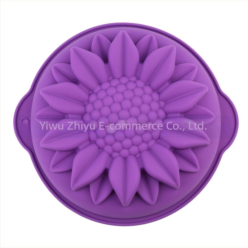Formă de tort din silicon cu model de floarea-soarelui transfrontalieră, tavă de copt de Crăciun, formă de copt DIY, tavă de copt de 10 inch