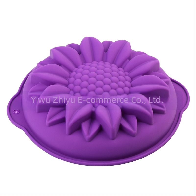 Formă de tort din silicon cu model de floarea-soarelui transfrontalieră, tavă de copt de Crăciun, formă de copt DIY, tavă de copt de 10 inch