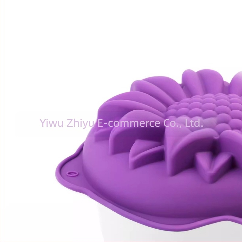 Formă de tort din silicon cu model de floarea-soarelui transfrontalieră, tavă de copt de Crăciun, formă de copt DIY, tavă de copt de 10 inch
