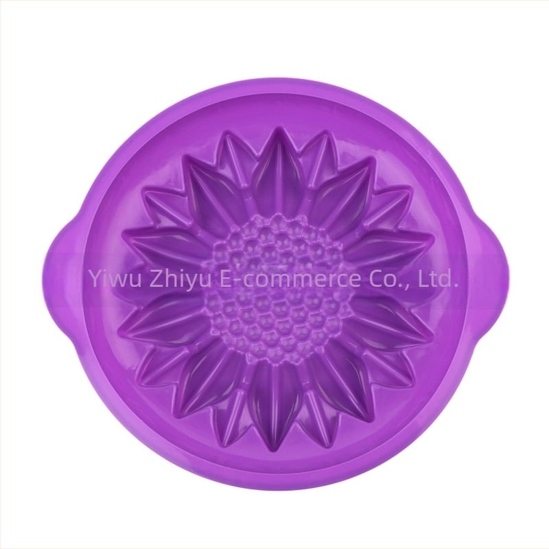 Formă de tort din silicon cu model de floarea-soarelui transfrontalieră, tavă de copt de Crăciun, formă de copt DIY, tavă de copt de 10 inch
