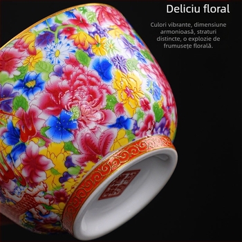 Set de ceai Kung Fu din ceramică, ceașcă principală emailată, ceașcă individuală Jianzha, ceașcă de degustare personală, Palatul Cloisonne, ceașcă mare de ceai cu zece mii de flori