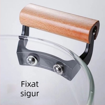 Oală de sticlă cu conținut ridicat de borosilicat, oală pentru supă, oală pentru tocană, oală pentru lapte cu mâner din lemn și capac, suportă oală cu flacără deschisă cu două urechi, Temu Dropshipping