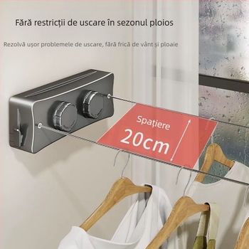 Sârmă de uscare invizibilă, frânghie de uscare retractabilă pentru balcon, fără perforații, invizibilă, pentru baie, cu cablu de sârmă