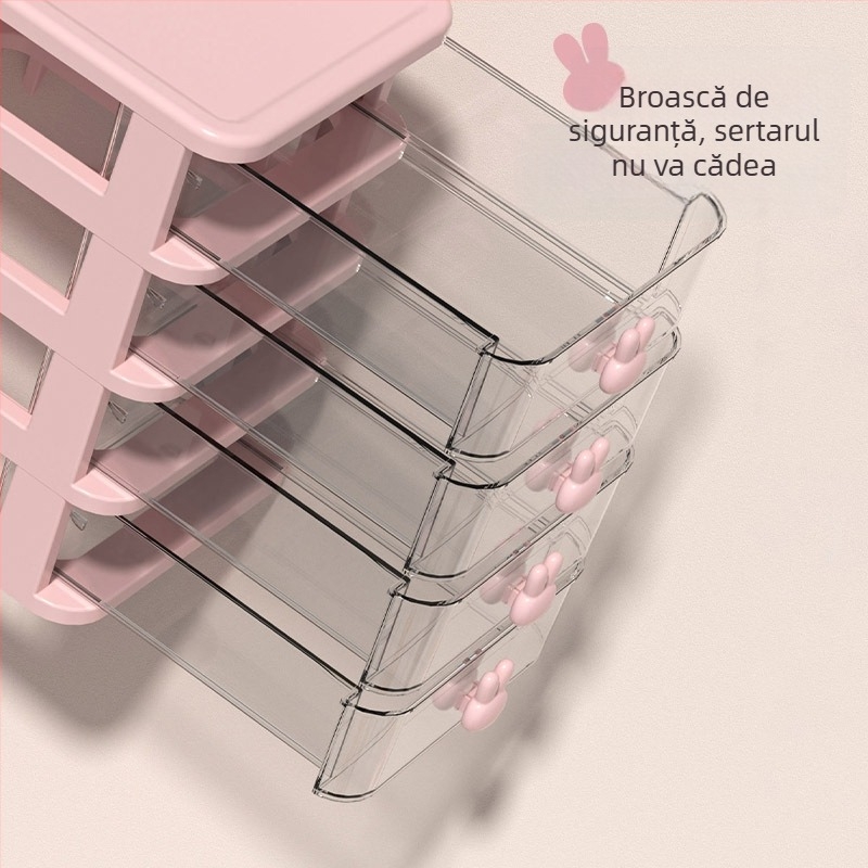Cutie de depozitare pentru birou cu sertar și iepure cu desene animate, organizator de bijuterii cosmetice, dormitor, papetărie, cutie de depozitare pentru obiecte mici