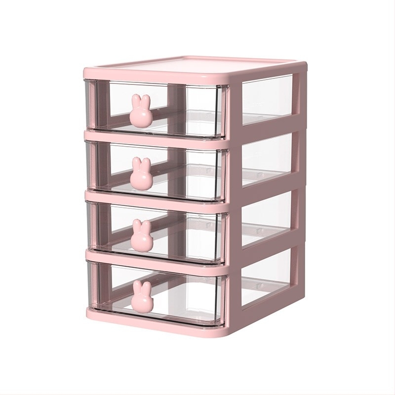 Cutie de depozitare pentru birou cu sertar și iepure cu desene animate, organizator de bijuterii cosmetice, dormitor, papetărie, cutie de depozitare pentru obiecte mici