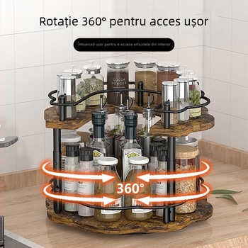 În stoc, blat, placă rotativă de depozitare pentru cosmetice, raft de bucătărie pentru condimente, sticle de ulei, sare, sos, oțet, raft de depozitare transfrontalier