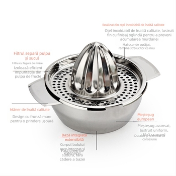 Storcător manual din oțel inoxidabil direct din fabrică, suc de portocale, lămâie, presă manuală, storcător portabil, storcător en-gros