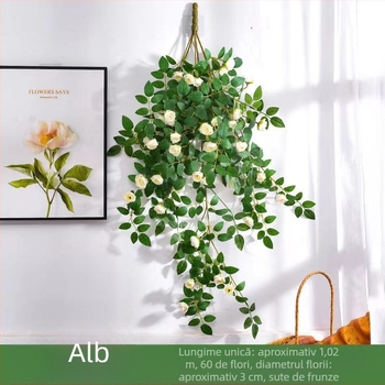 Simulare trandafir viță de vie plastic floare falsă trandafir floare agățat de perete viță de vie perete tavan interior decorare ecranare en-gros