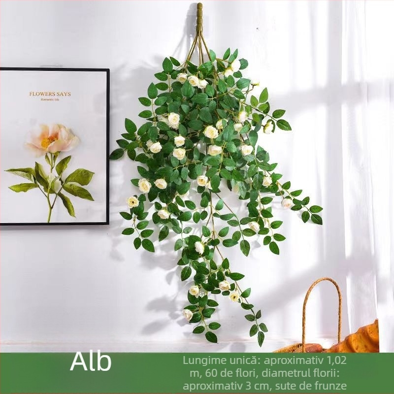 Simulare trandafir viță de vie plastic floare falsă trandafir floare agățat de perete viță de vie perete tavan interior decorare ecranare en-gros