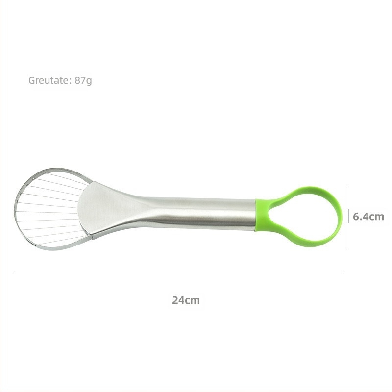 Cuțit din oțel inoxidabil pentru avocado, tăiat fructe, despicător de fructe din oțel inoxidabil, feliator de fructe de dragon cu piersică galbenă până la miez