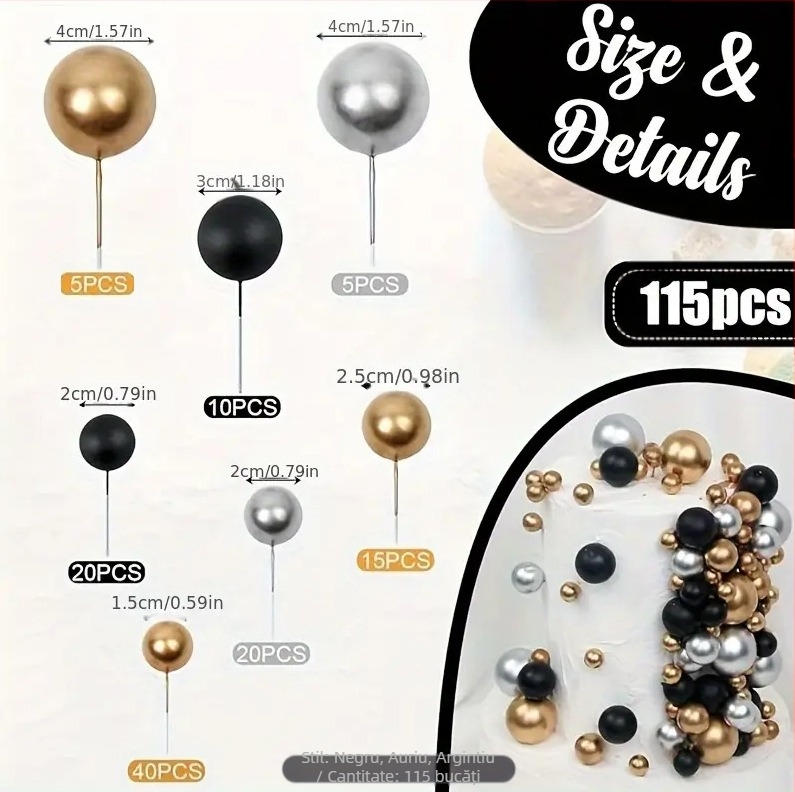 115 piese mini balon bilă aurie tort decorare costum DIY decorare pentru nuntă ziua de naștere atmosferă decorare