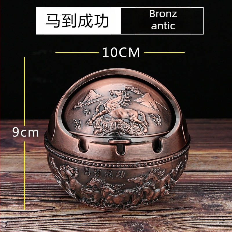 Scrumieră Ma to Chenggong pentru casă, sufragerie, creativă, personalizată, cu capac, anti-cenușă zburătoare, anti-fum, cu aromă de fum, ornamente pentru scrumieră