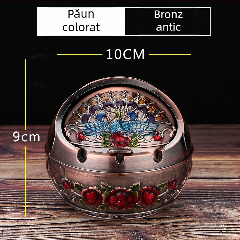 Scrumieră Ma to Chenggong pentru casă, sufragerie, creativă, personalizată, cu capac, anti-cenușă zburătoare, anti-fum, cu aromă de fum, ornamente pentru scrumieră