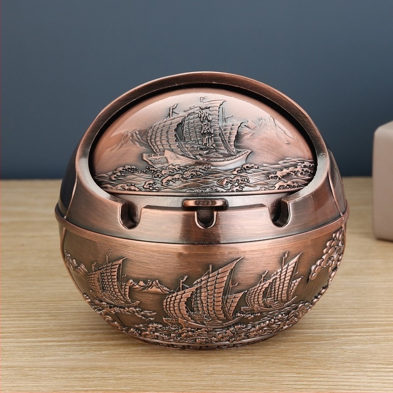 Scrumieră Ma to Chenggong pentru casă, sufragerie, creativă, personalizată, cu capac, anti-cenușă zburătoare, anti-fum, cu aromă de fum, ornamente pentru scrumieră