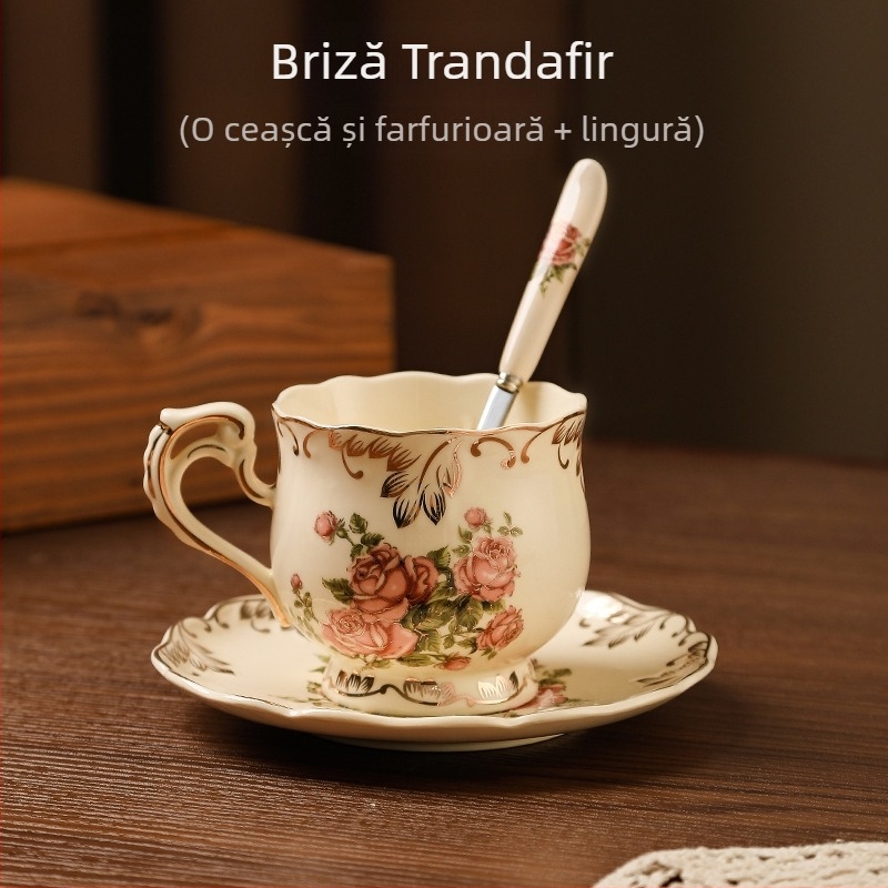 Ceașcă de cafea în stil european, potrivită pentru uz casnic de lux, ceașcă de ceai de după-amiază, ceașcă de cafea ceramică fină de înaltă calitate și farfurie